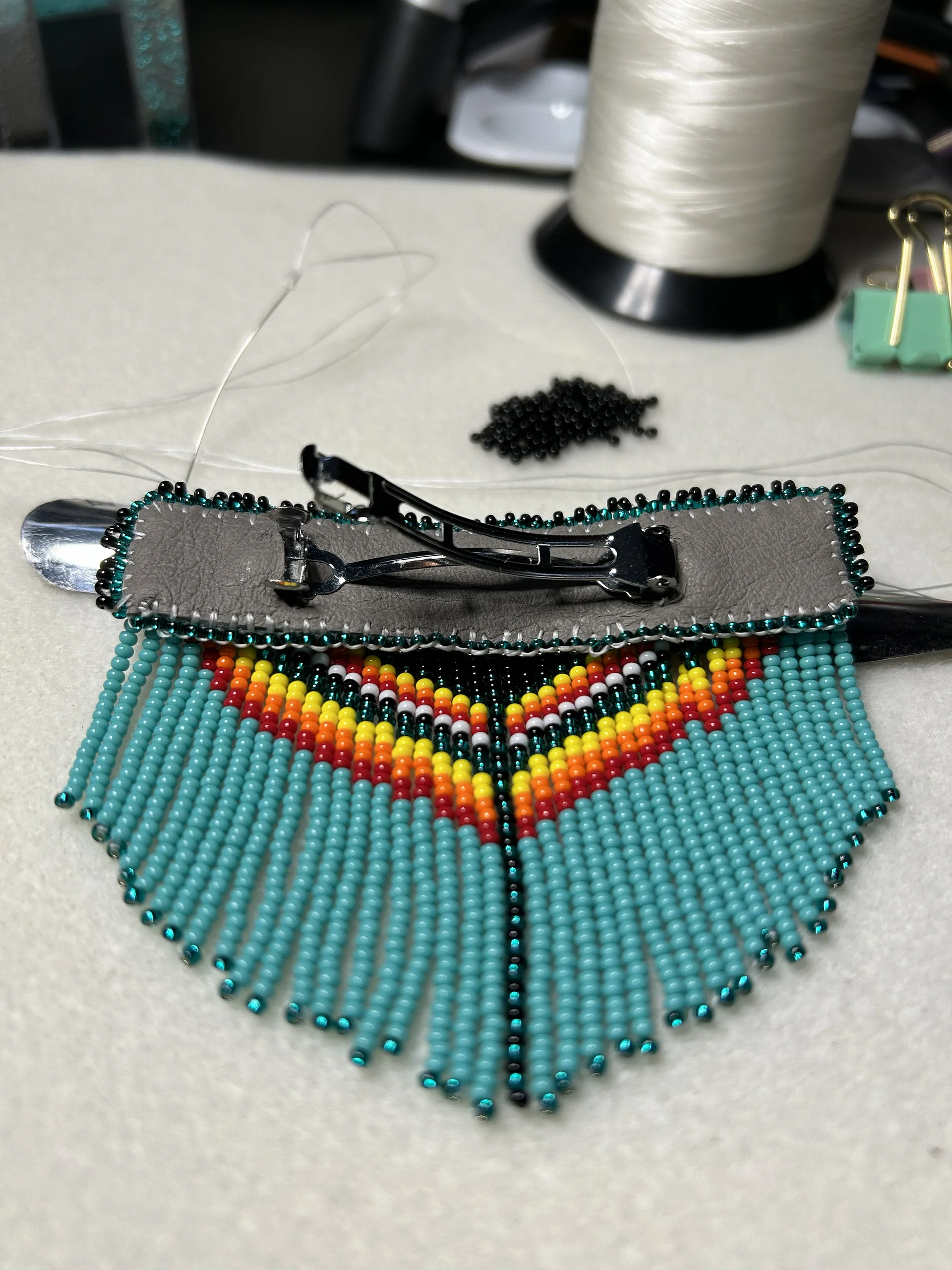 Beaded turquoise Hair Clip product image (4)