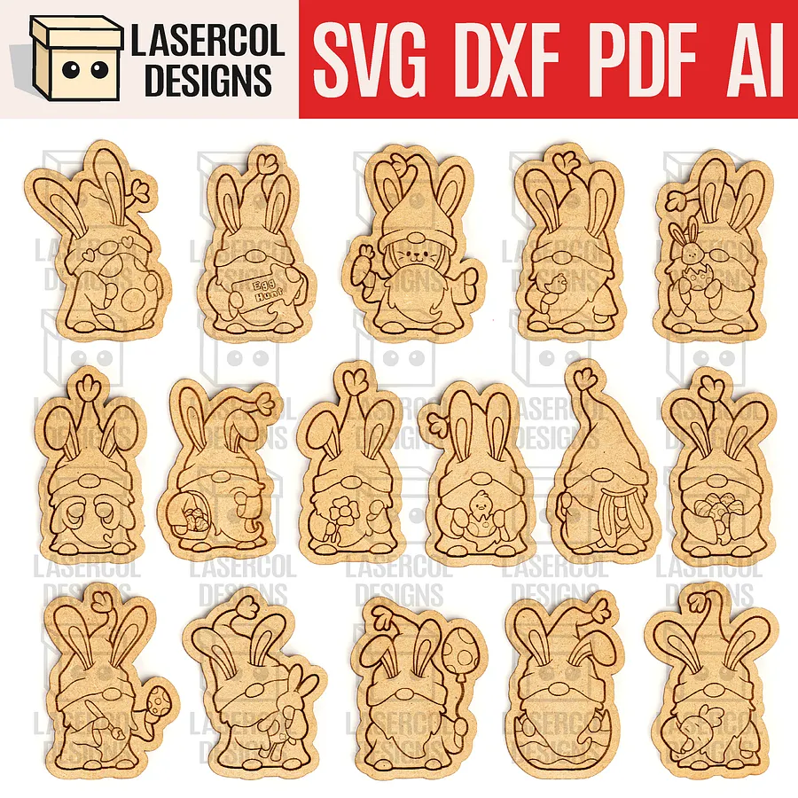 Easter Gnomes Paint Kit DIY Cut Outs Bundle - Laser Cut Files product image (1)