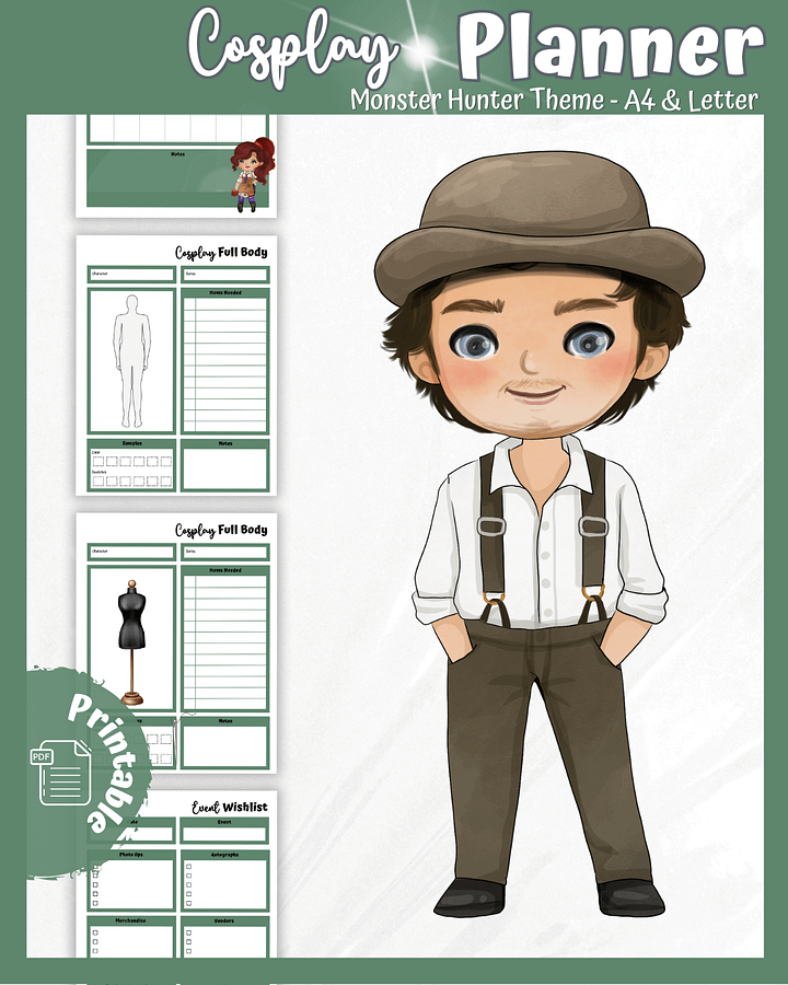 Monster Hunter Cosplay Planner – Green Edition | 54-Page Printable PDF product image (1)