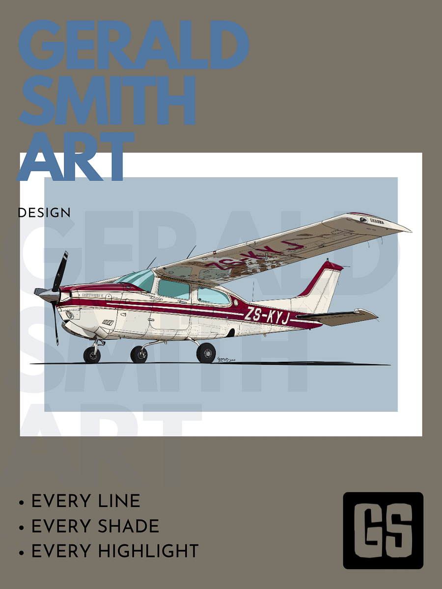 Cessna 210 ZS-KYJ Digital Printable Aviation Art Illustration Perfect Gift for Pilots & Enthusiasts product image (5)