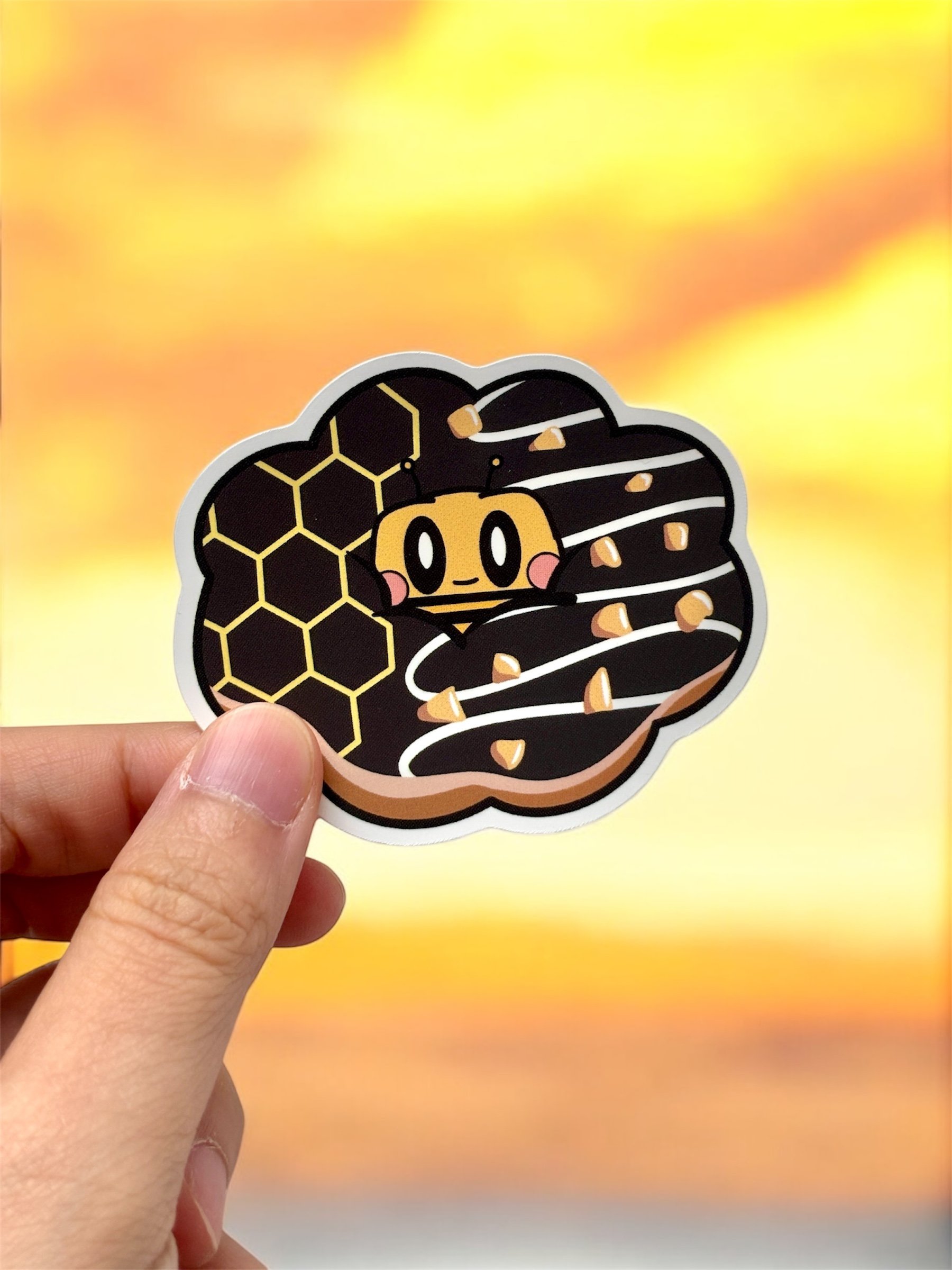 Honeycomb Charcoal Mochi Donut Waterproof Vinyl Sticker product image (1)