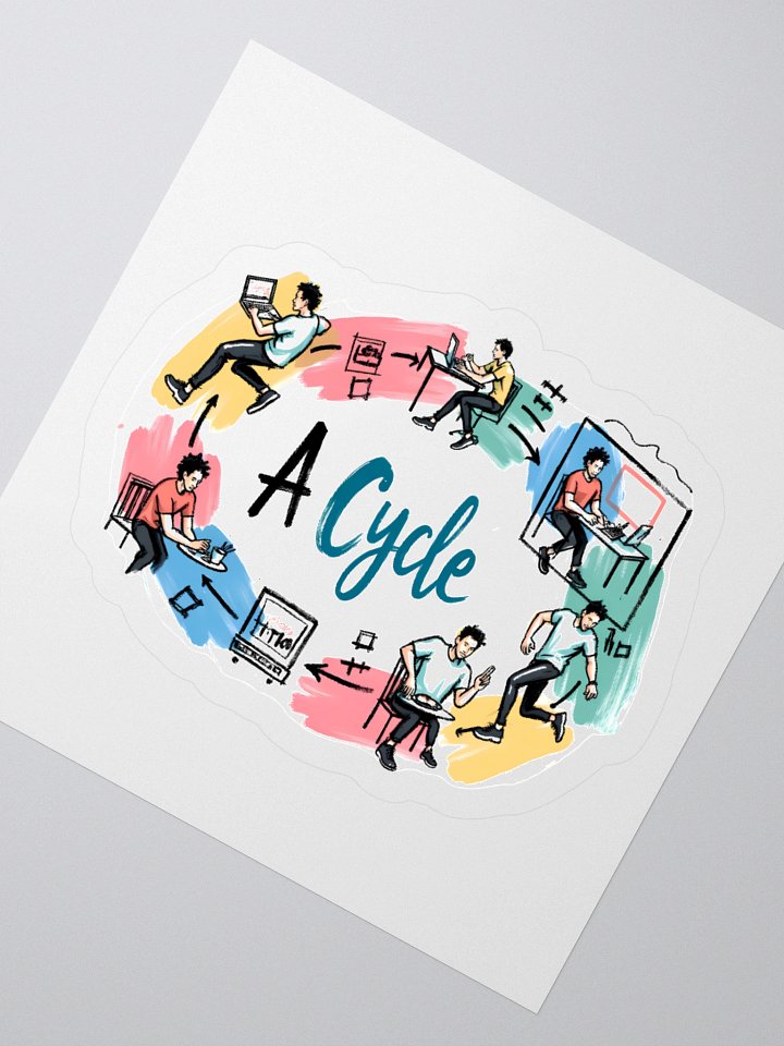 Daily Life Cycle Poster | Vibrant Illustration Art Sticker product image (4)