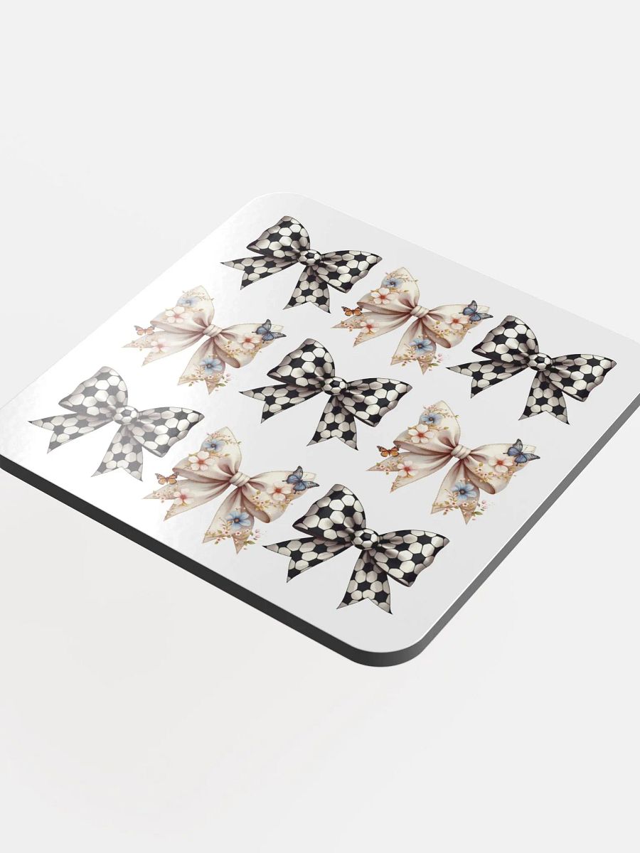 Spring Bows Soccer Chic Glossed Cork Coaster product image (1)