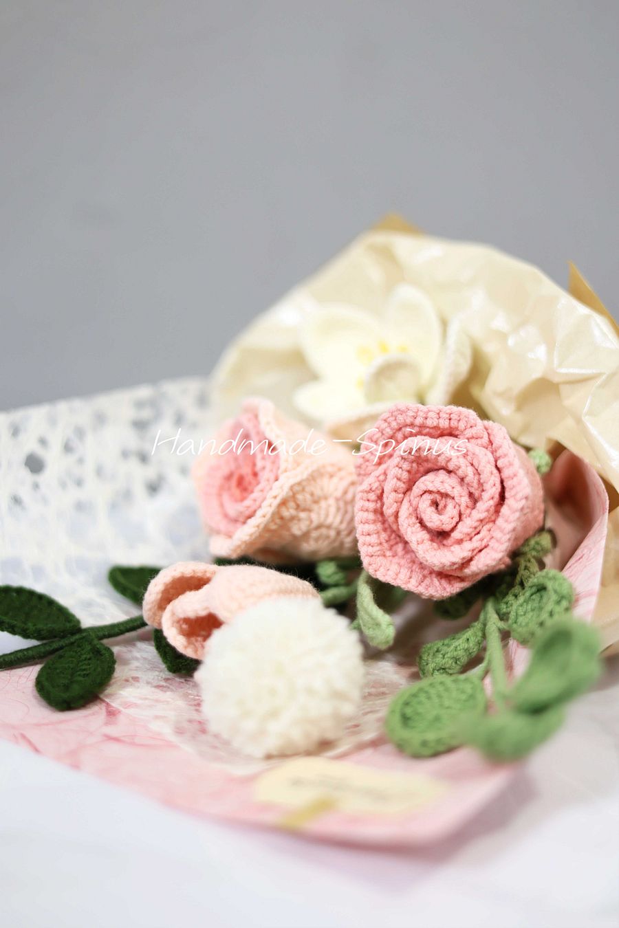 Pink Velvet Cloud Crochet Knit Bouquet product image (5)