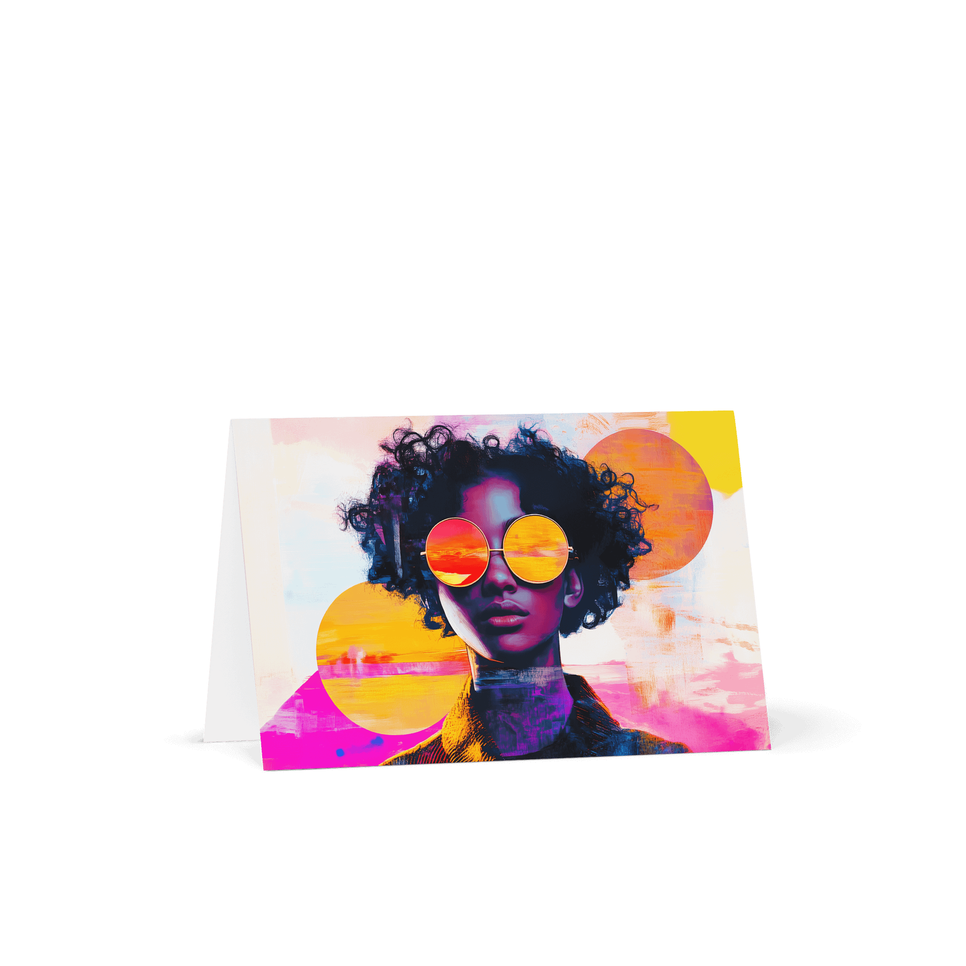 Sunset Sunglasses Greeting Card Neon Pop Art Portrait product image (1)