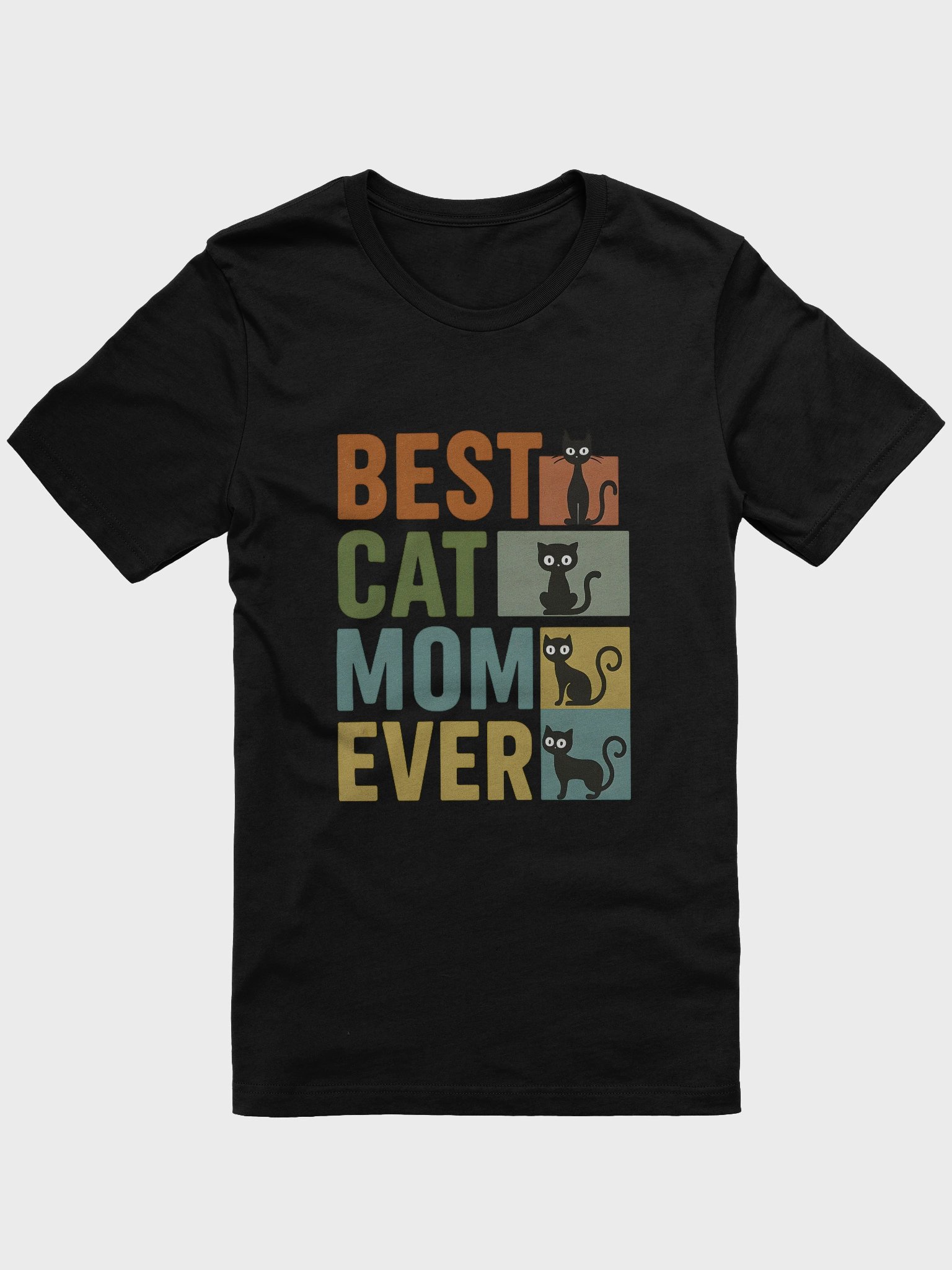 Best Cat Mom Ever T-Shirt – Retro Block Style Funny Cat Lover Gift for Women product image (1)