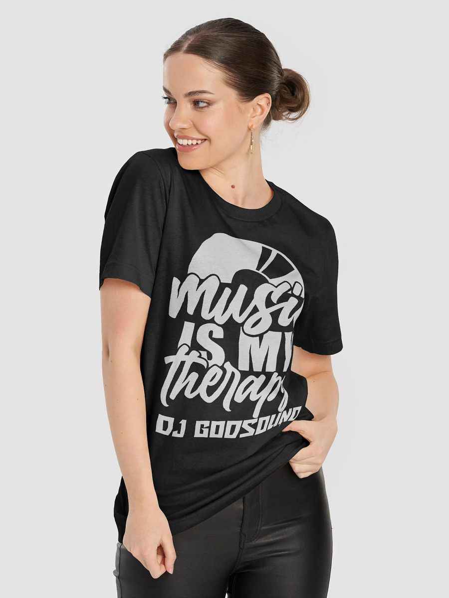DJ T-Shirt With Graphic Rapper Merch Band Merch Music Merch By DJ GodSound Music is My Therapy Slogan Classic Fit UNISEX Black product image (8)