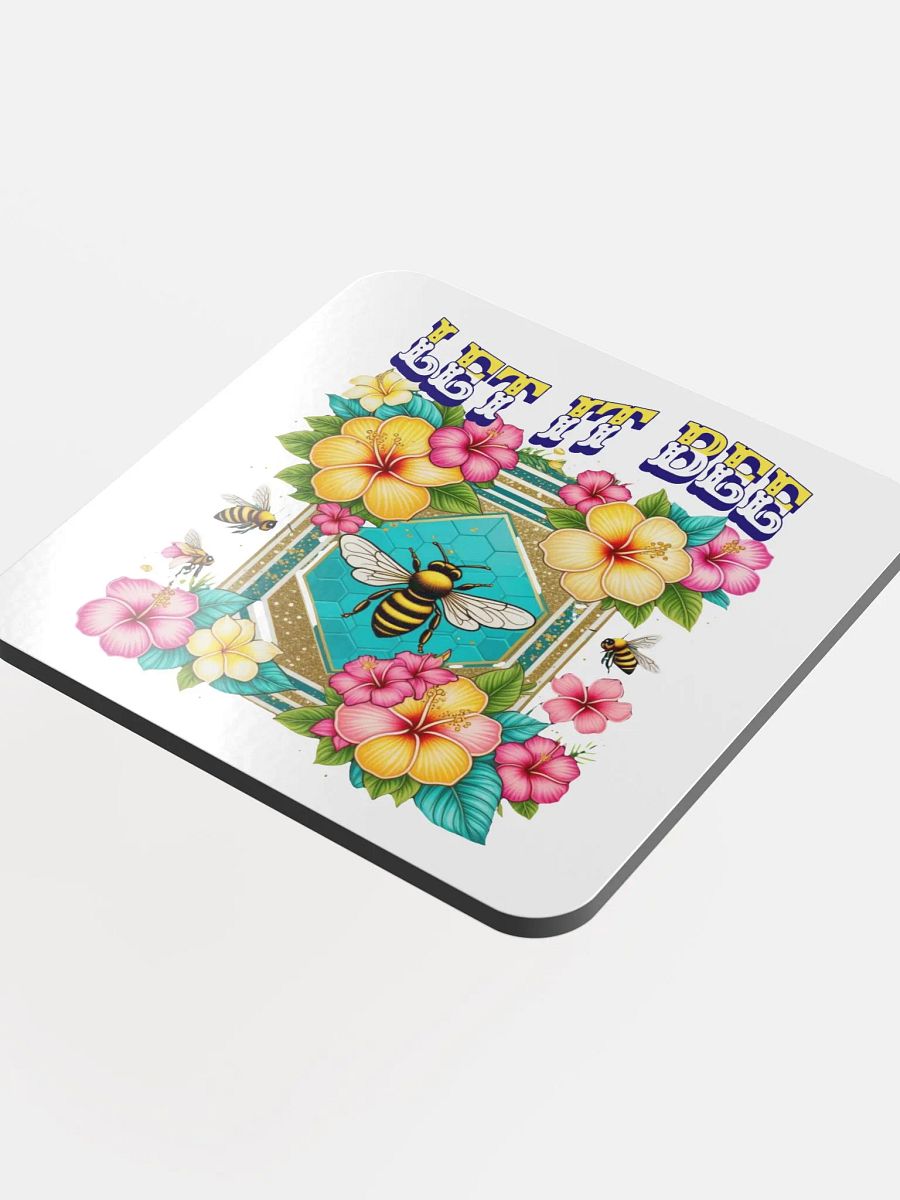 Let It Bee Flower Buzzing Garden Glossed Cork Coaster product image (4)