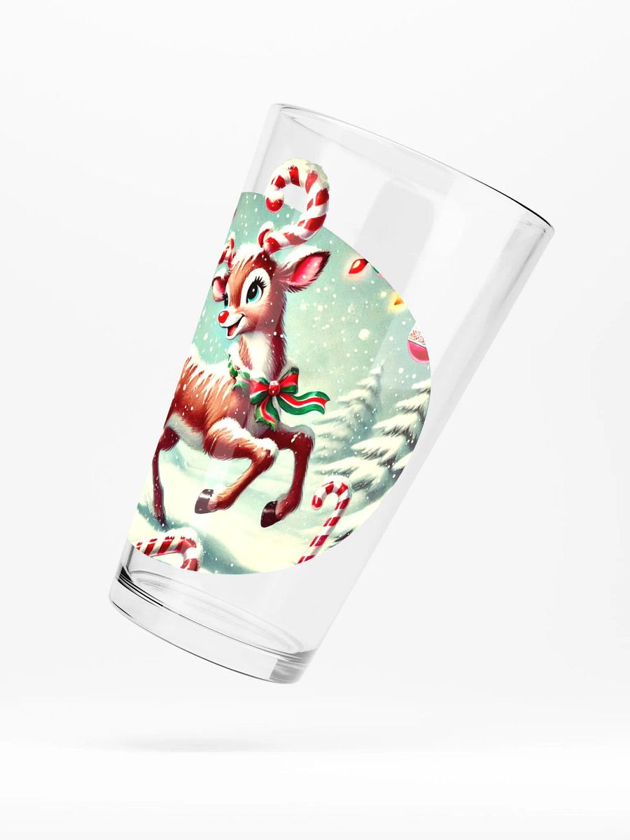 Christmas Candycane Reindeer 16 oz Glass product image (5)