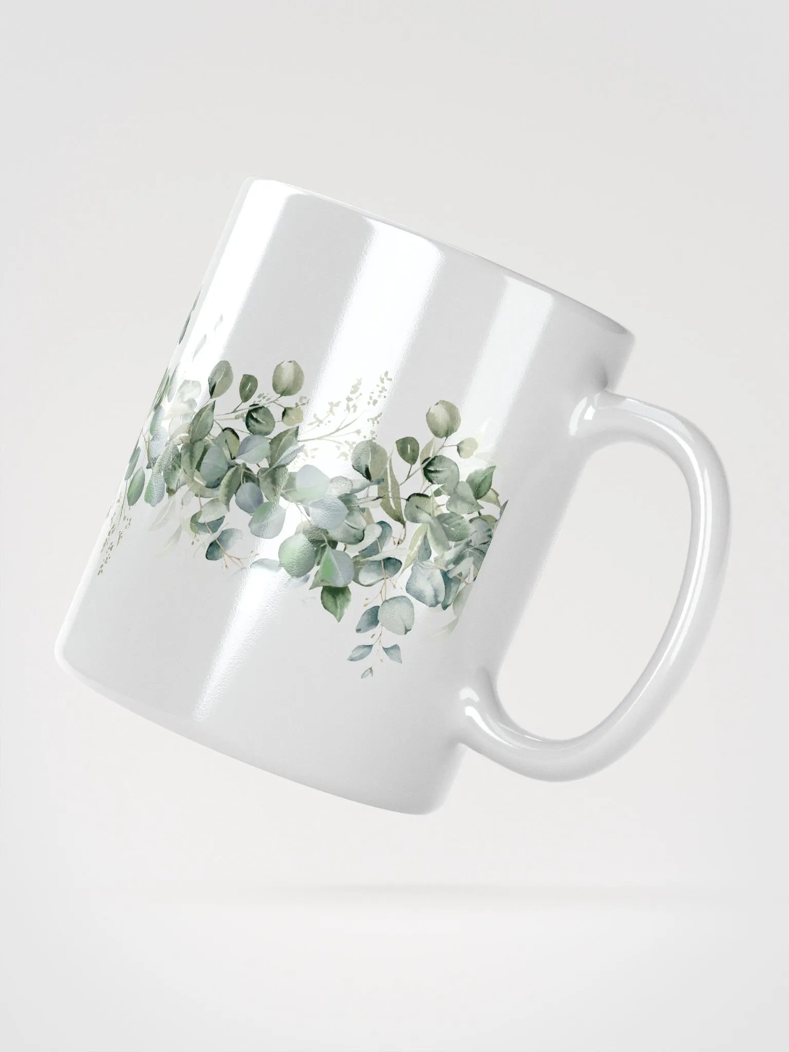 Eucalyptus Leaves White Ceramic Mug product image (4)
