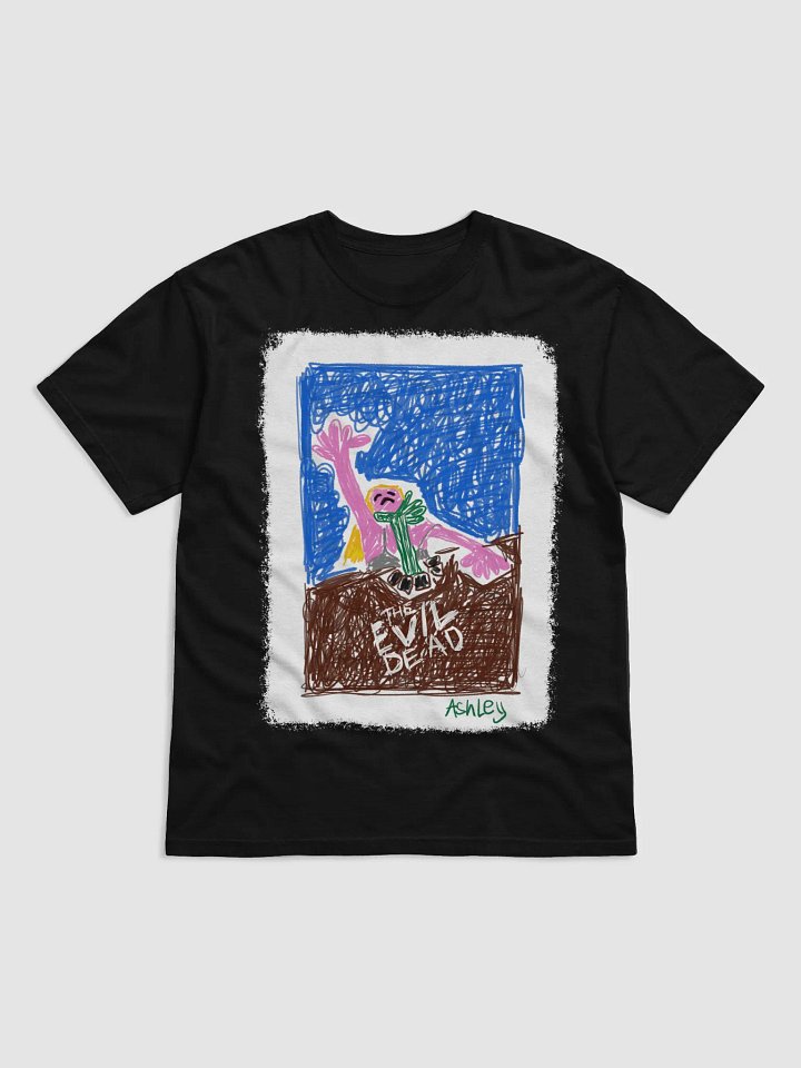 🪓 “THE EVIL DEAD” – Creepy Kids Horror Crayon Unisex Tee Limited Edition 🌲💀 product image (1)