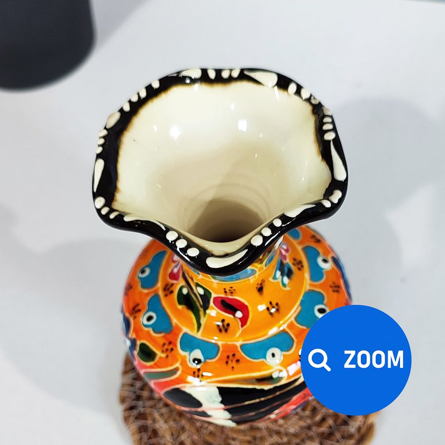 Ceramic small vase (yellow), Turkish Iznik style — handmade pottery, handmade ceramic, home decor, handmade gift, Turkish ceramic product image (8)