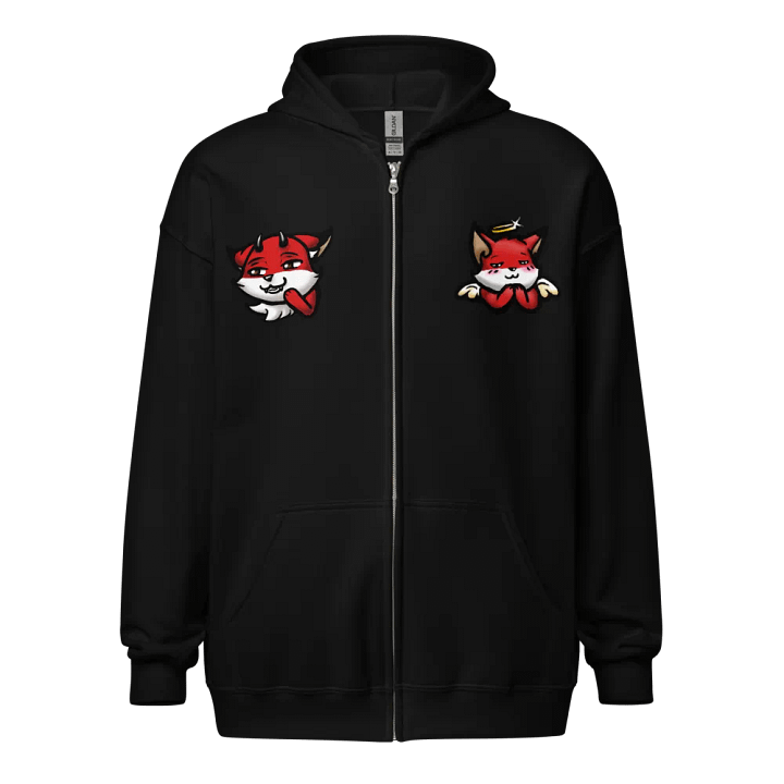 Devil vs. Angel Cartoon Fox Unisex Zip Hoodie product image (1)