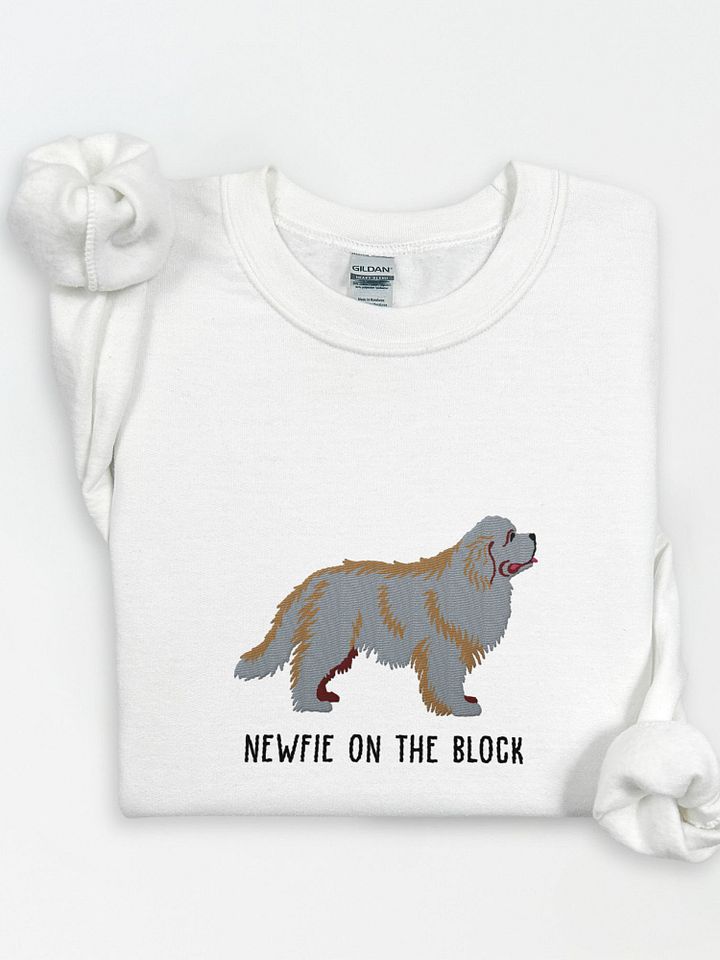 Newfie on the Block Sweatshirt (Embroidered) of a Newfoundland(Blue) product image (1)