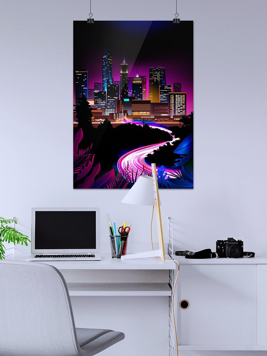 Neon city: fast lights #1 (synthwave/vaporwave/retrowave/cyberpunk) — aesthetic poster product image (3)