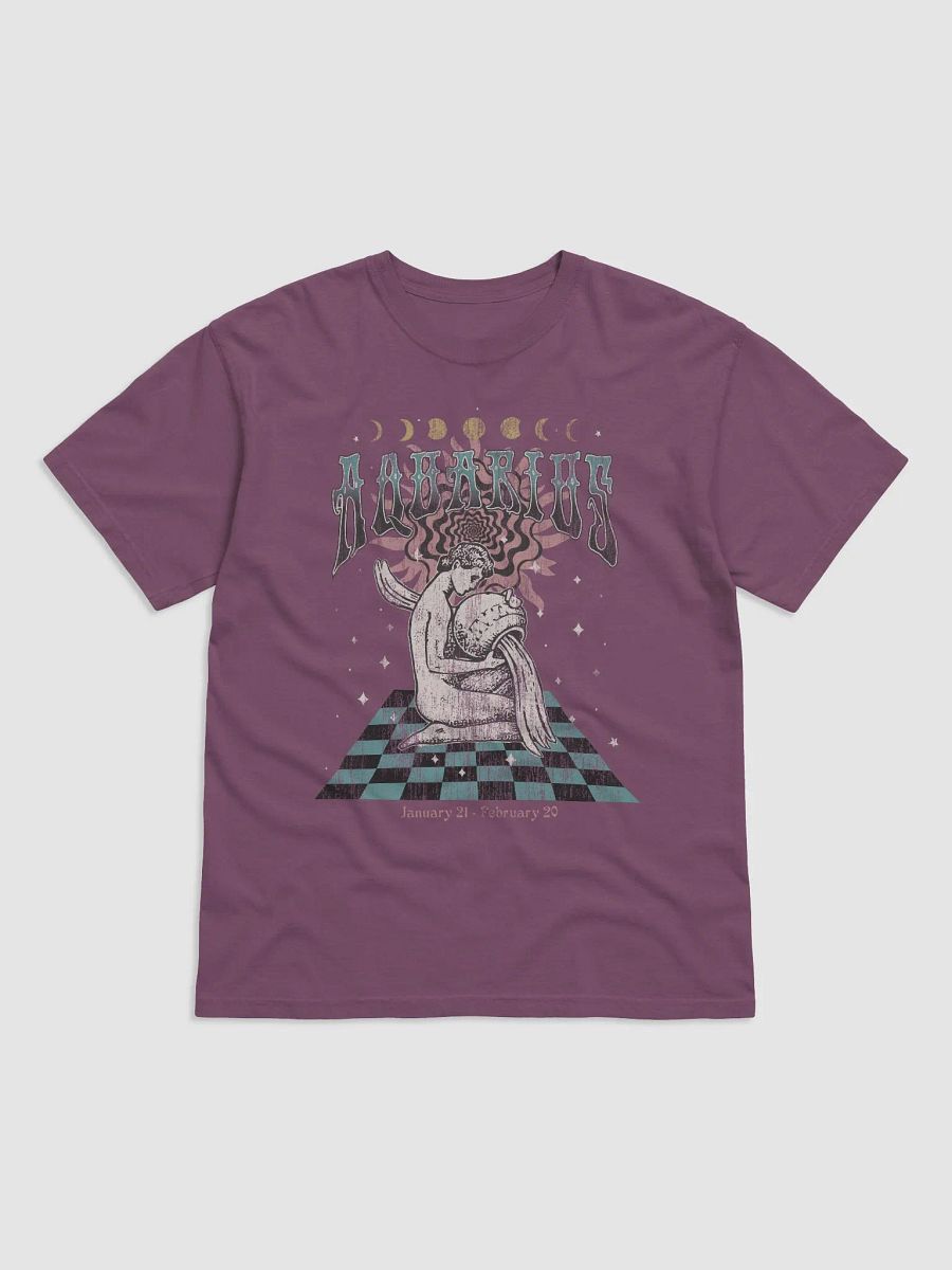 Aquarius Zodiac Sign Tee | Art Nouveau-Style Grunge Streetwear T-Shirt for January 20 and February 18 Birth Months product image (2)