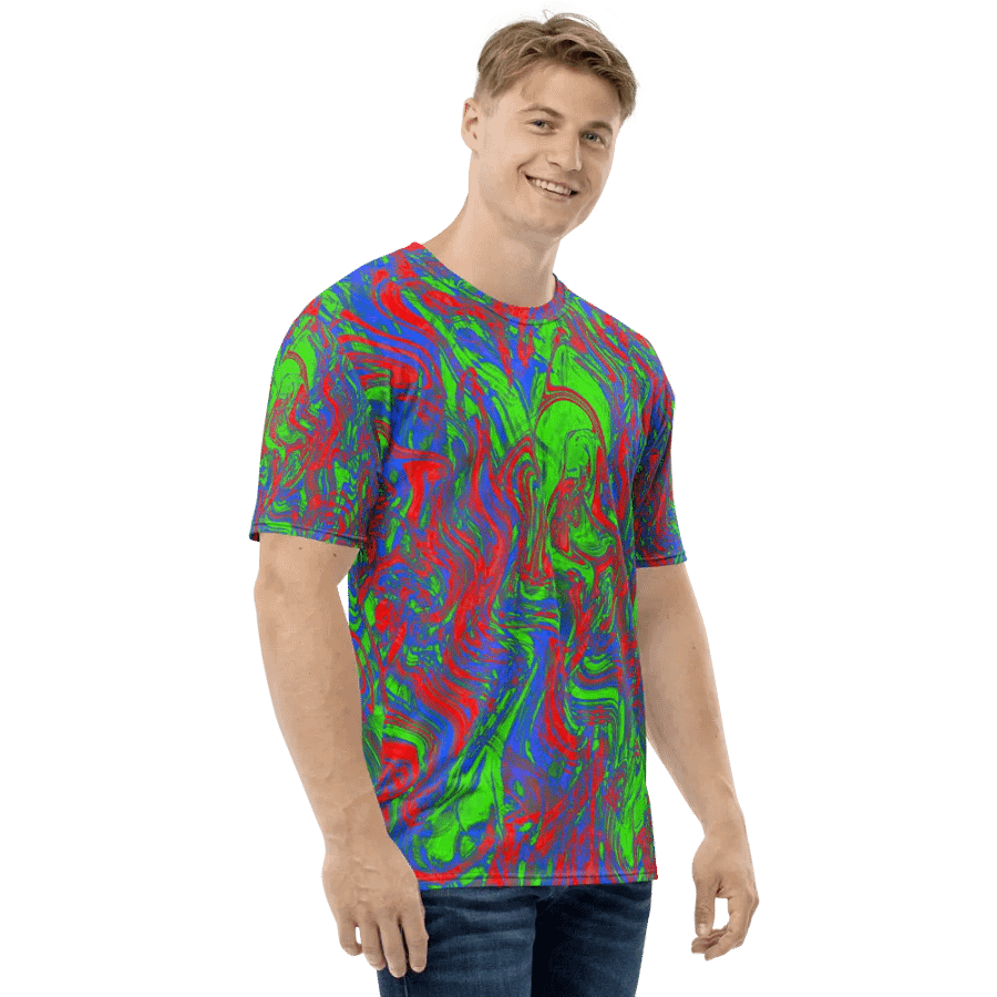 Techno Pattern T-Shirt in Red, Green, Blue, and Purple product image (5)