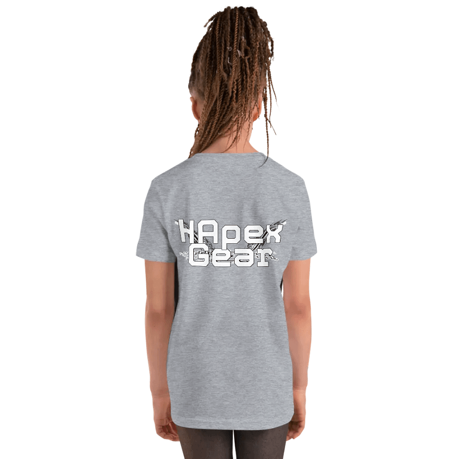 Youth Short Sleeve T-Shirt - Embroidered - White HApex Gear Black Logo product image (10)