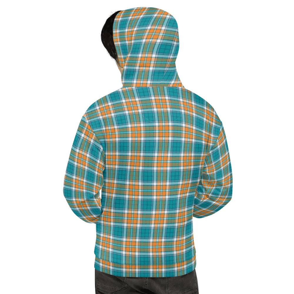 Turquoise and Orange Sporty Plaid Hoodie product image (9)