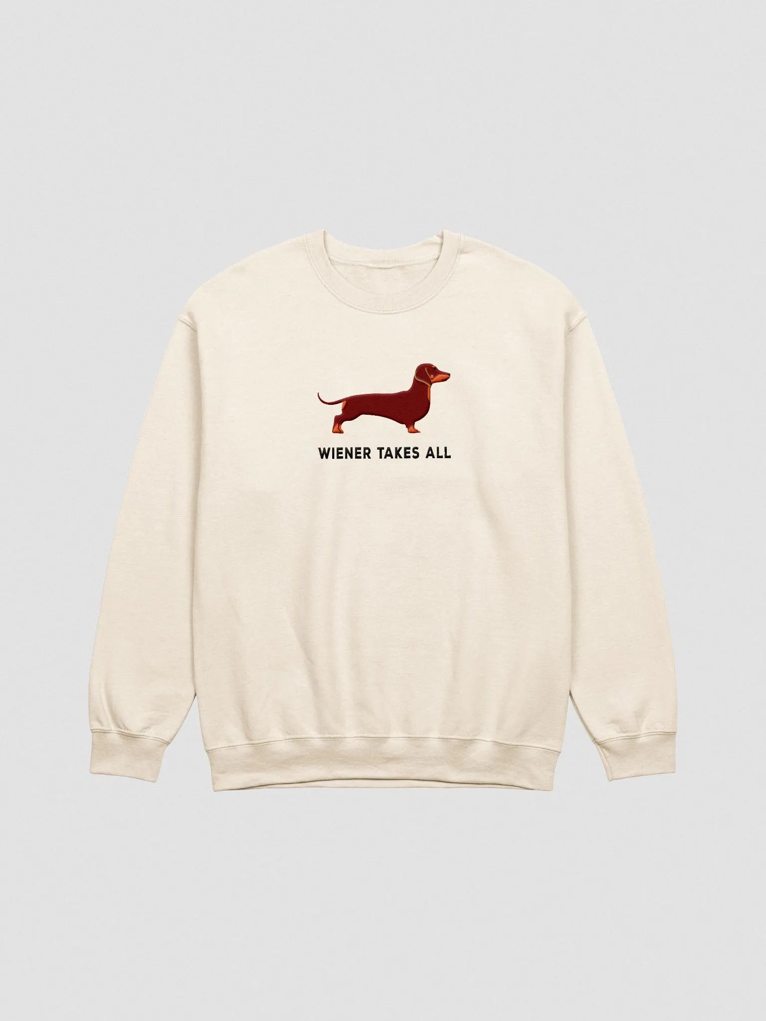 Wiener Takes All Sweatshirt (Embroidered) of a Dachshund(Red) product image (4)