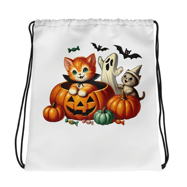 Kittens and Ghost Drawstring Bag product image (1)