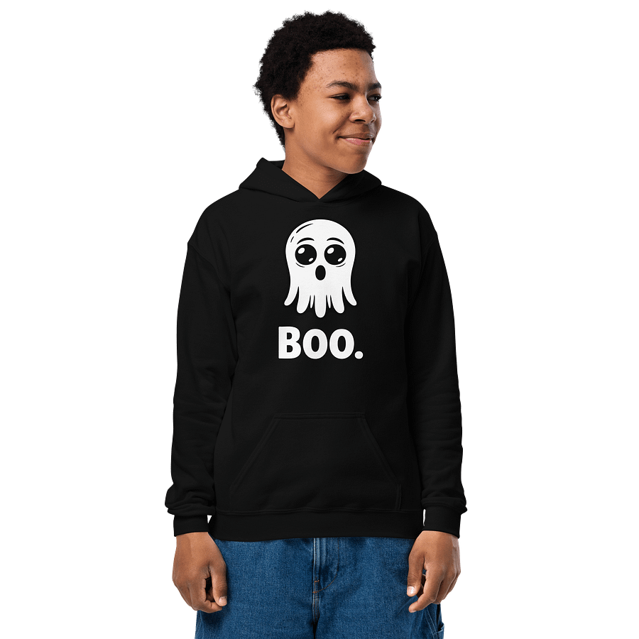 Cozy “Boo” Ghost Halloween Hoodie – Cute Spooky Unisex Pullover product image (2)