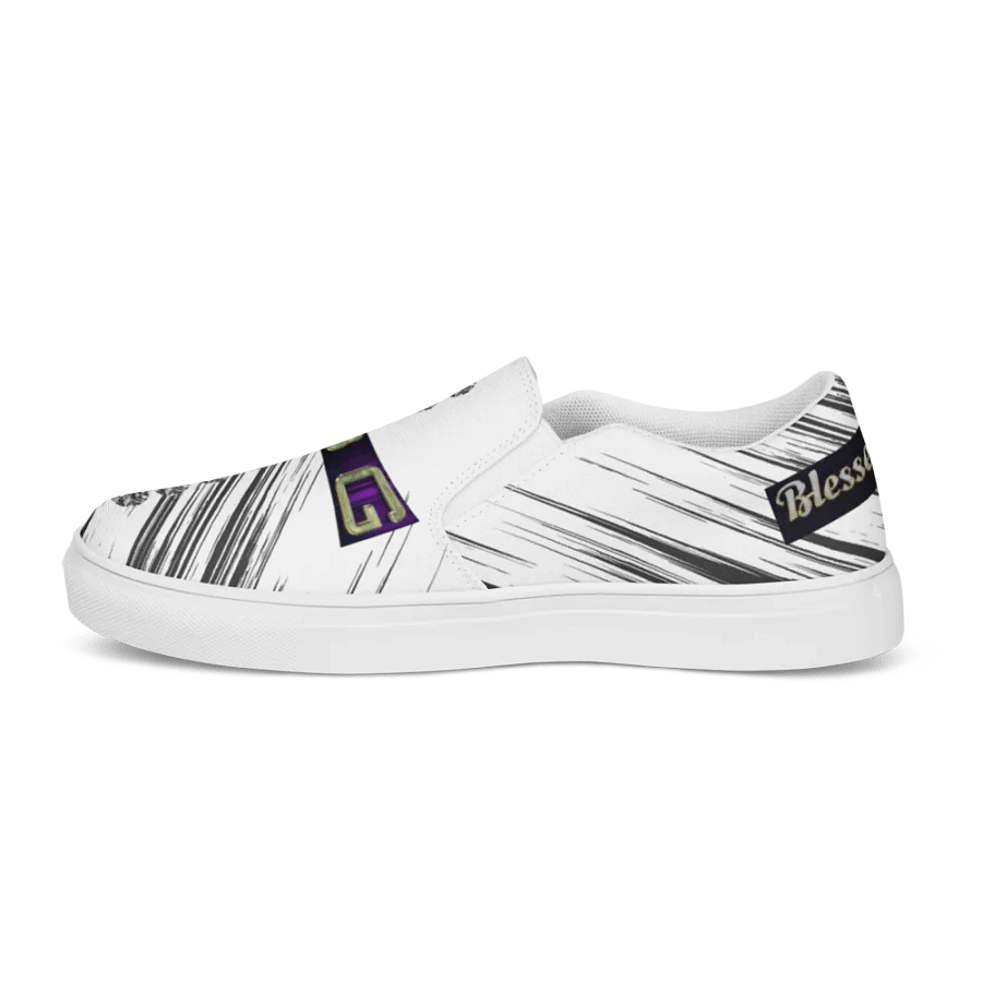 BBG White with Black Swirls Diamond Cross Women's Slip On product image (11)