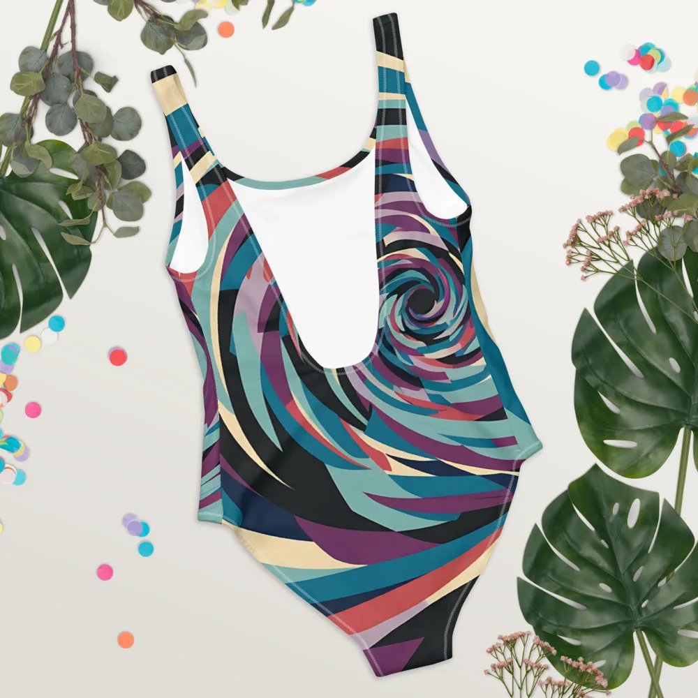 Abstract Lithographic Pattern Design one piece Swimsuit - V5 product image (4)