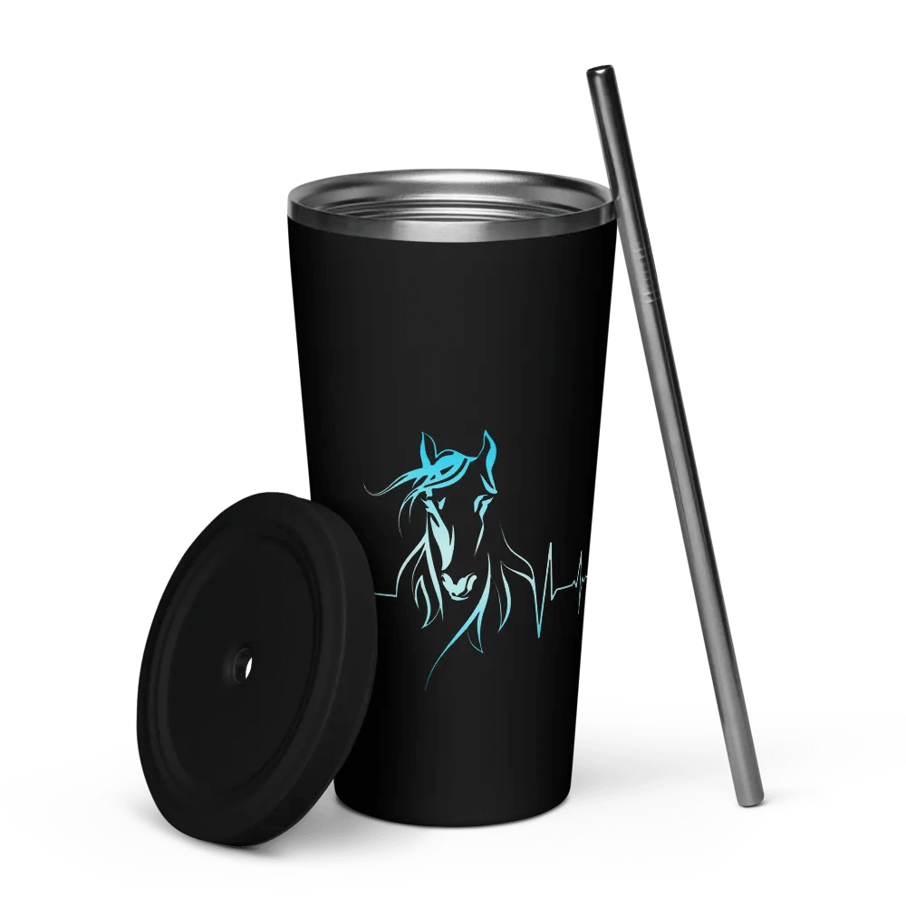 Horse Heartbeat Insulated Tumbler with a Straw product image (4)