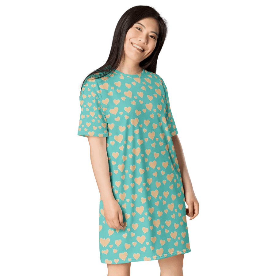 Vibrant Floral Swirl All-Over Dress Green Heart product image (4)