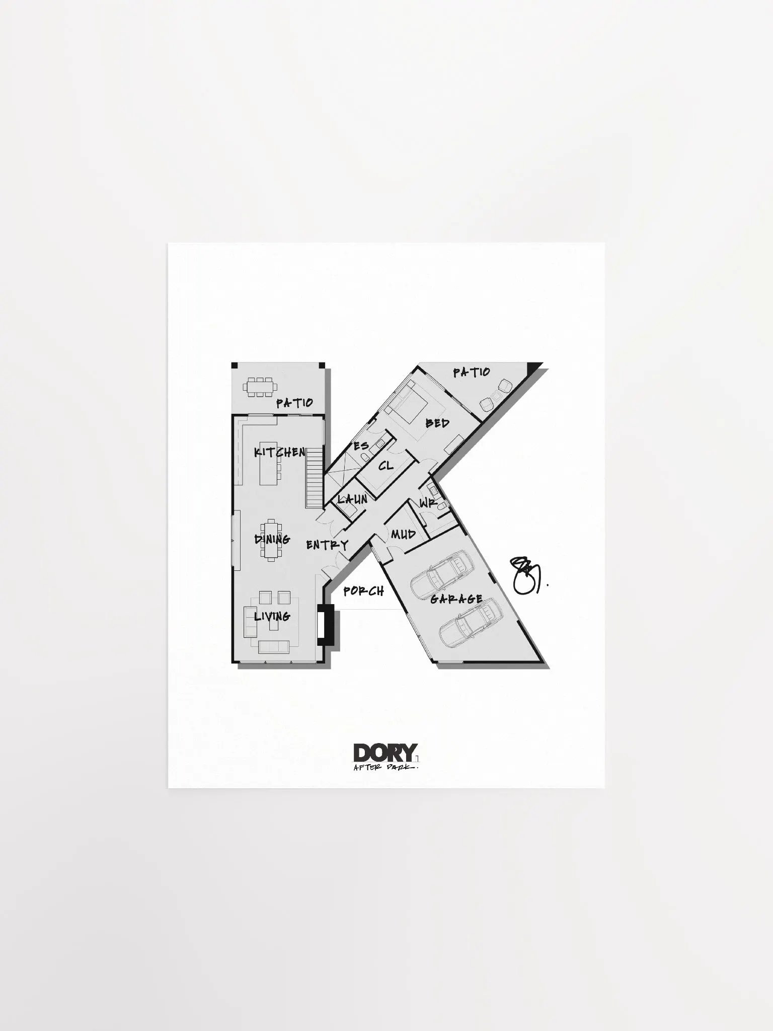 Alphabet Floor Plan Poster - K product image (1)