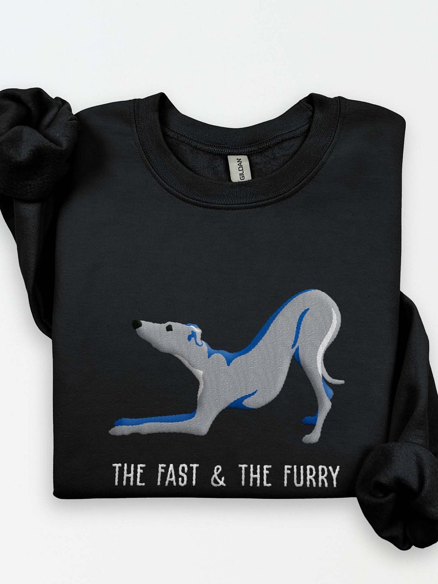 The Fast & the Furry Sweatshirt (Embroidered) of an Italian Greyhound(Blue) product image (1)
