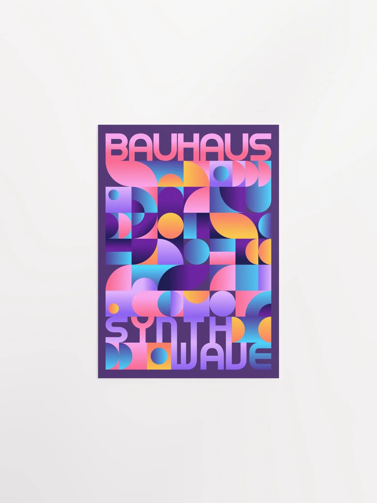 Synthwave Bauhaus Neon poster #2 (dark purple-pink) — abstract poster, retrowave print, vaporwave geometric art, 1980s print, 1930s decor product image (6)