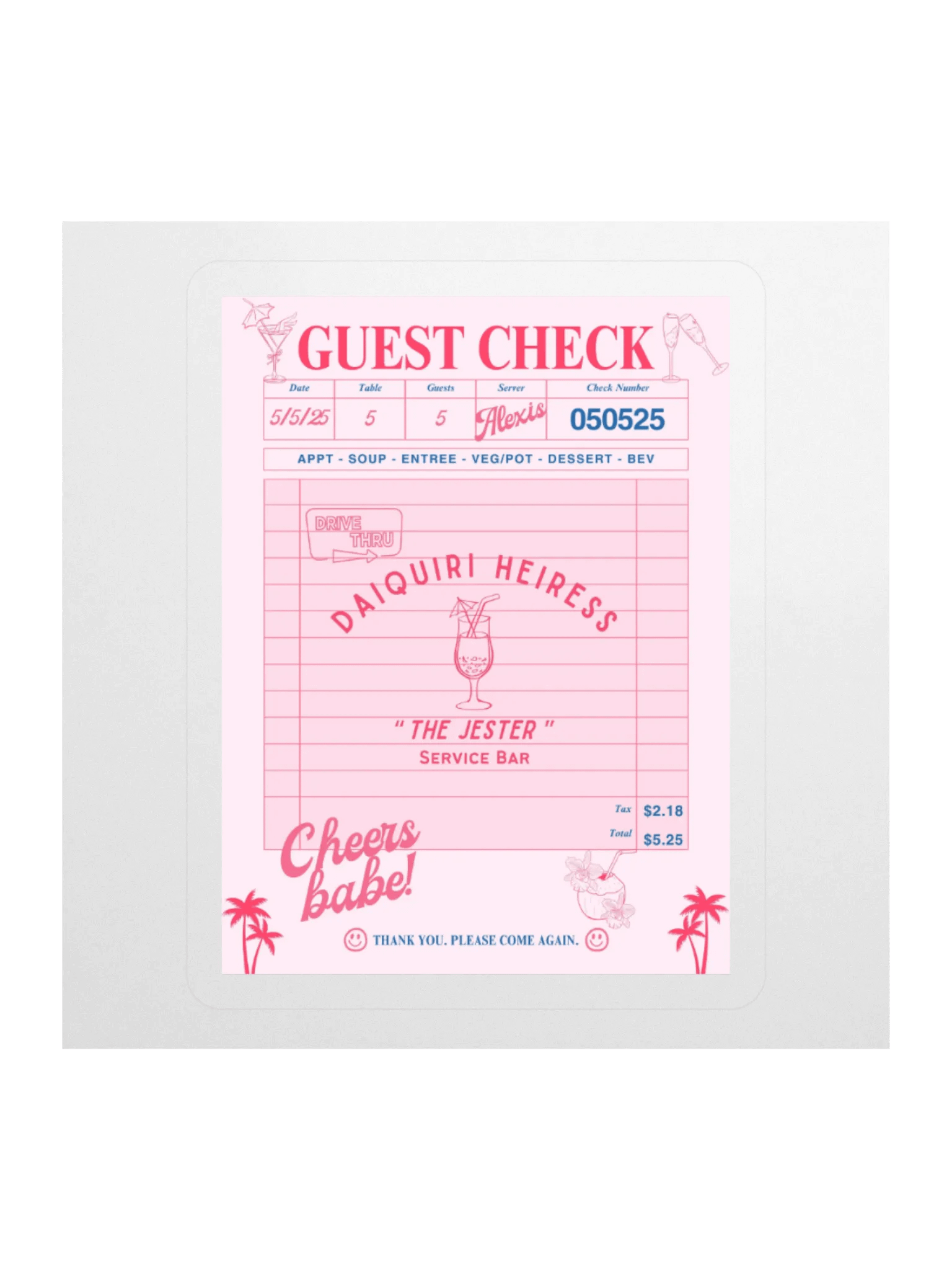 CHECK PLEASE! DAIQUIRI STICKER product image (2)