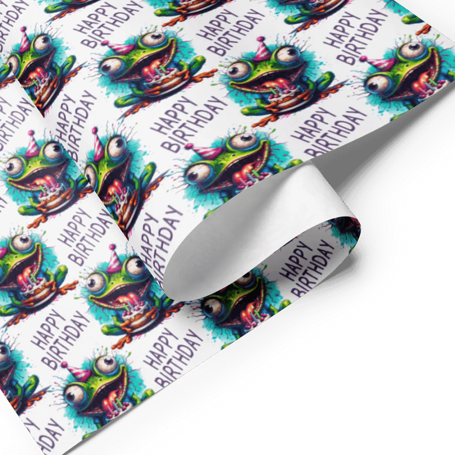 Frog Birthday Wrapping Paper Sheets | Happy Birthday Gift Wrap Set product image (7)