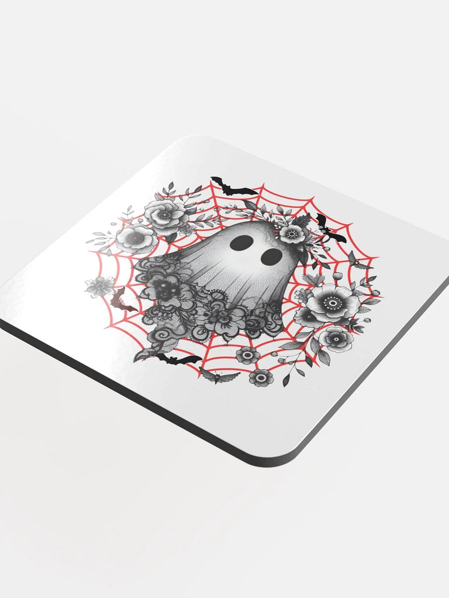 Lacey Ghost Gothic Floral Cork Coaster product image (4)