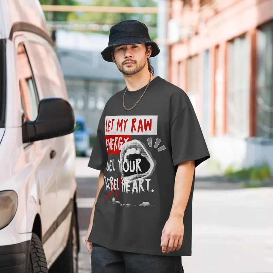 Let my raw energy oversized faded T-shirt product image (7)