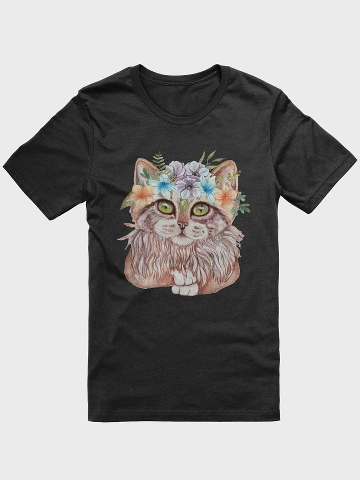Cat and Flowers Watercolor Art T-Shirt product image (2)