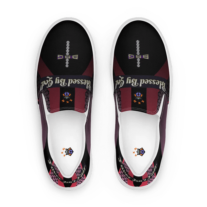 BBG Diamond Cross Black and Purple Men's Slip Ons product image (1)