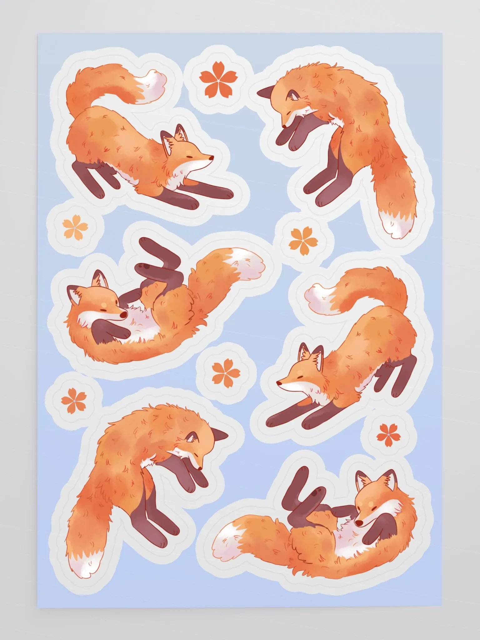 Playful Foxes Kiss Cut Sticker Sheet product image (5)