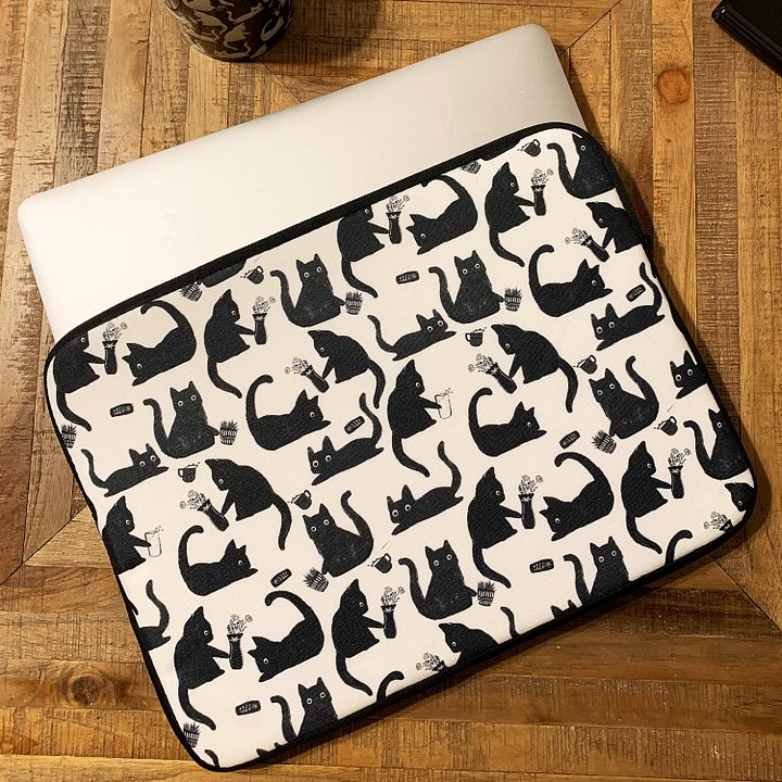 Bad Cats Knocking Stuff Over Patterned Laptop Sleeve product image (3)