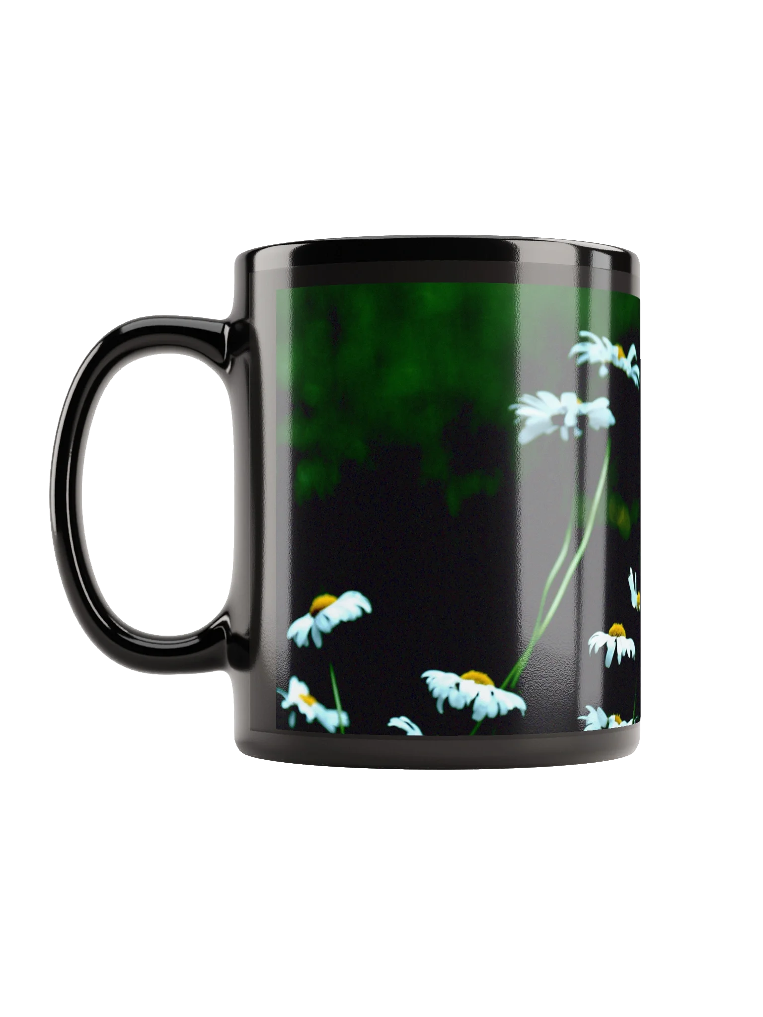 Keramiktasse schwarz - Blumenwiese bei Nacht product image (6)