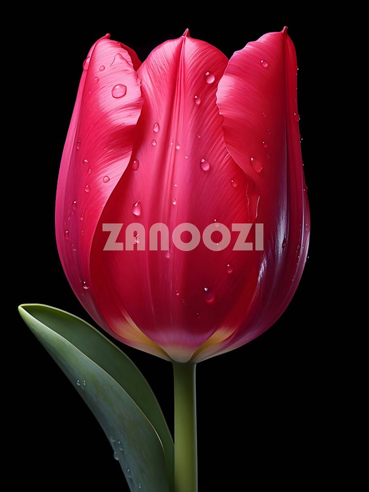 Red Tulip with Dew Drops – Minimalist Floral Art Print product image (1)