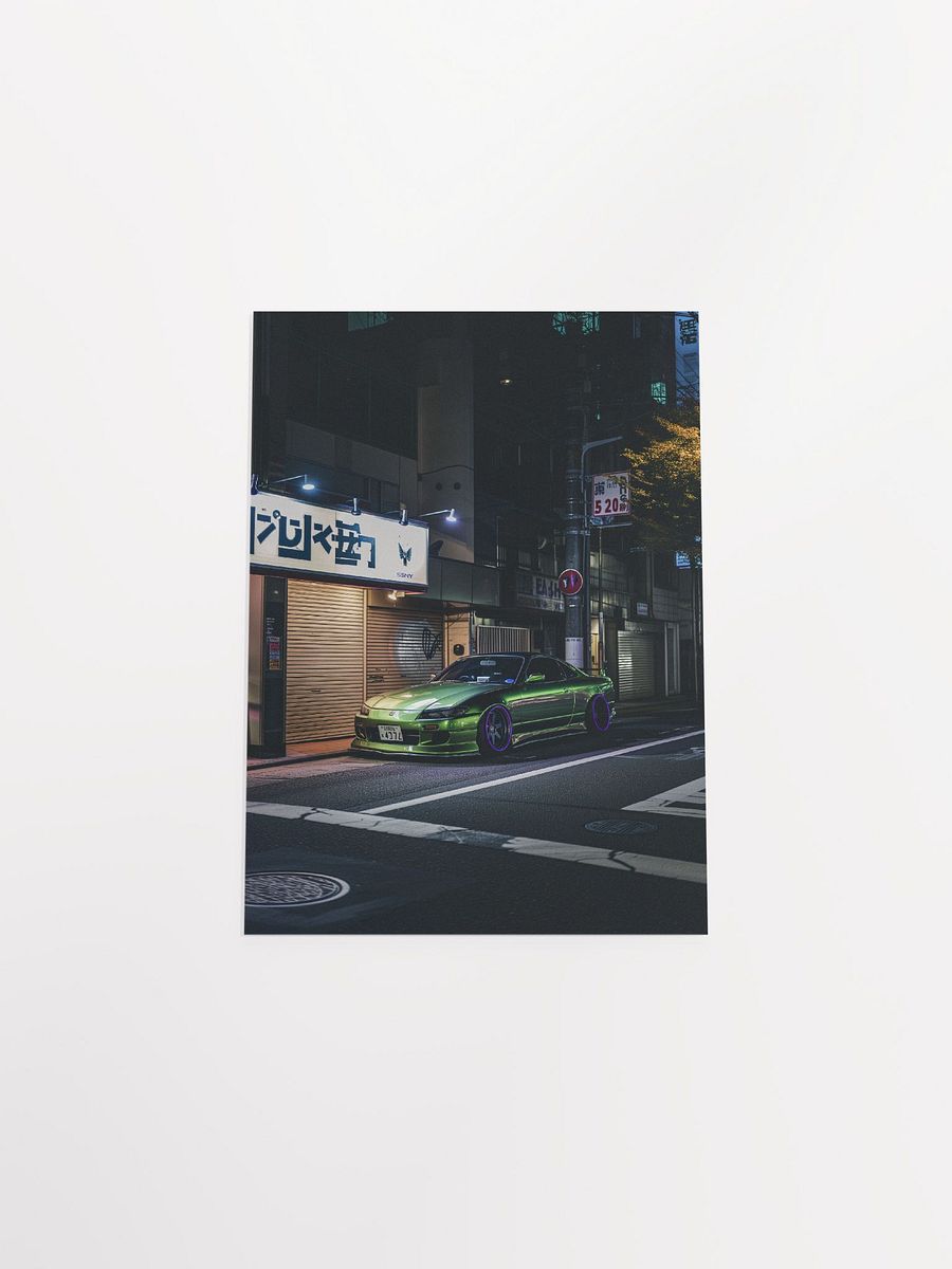 Green Nissan Silvia tuned in JDM style parked on the Tokyo street by night product image (43)