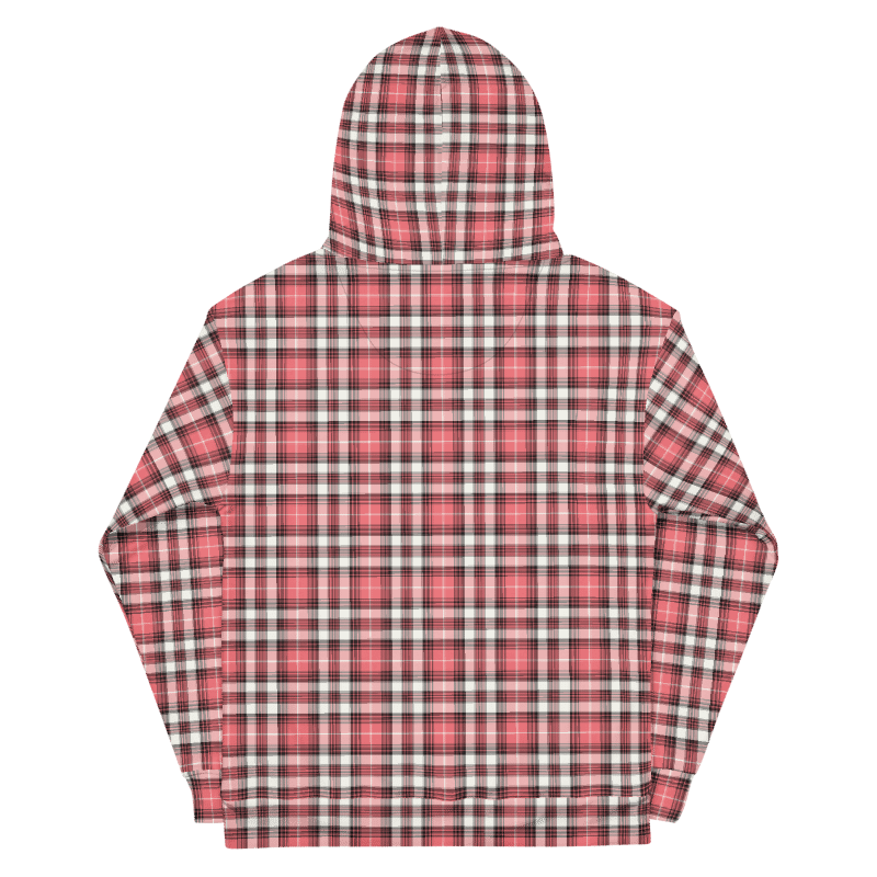 Coral Pink, Black, and White Plaid Hoodie product image (7)