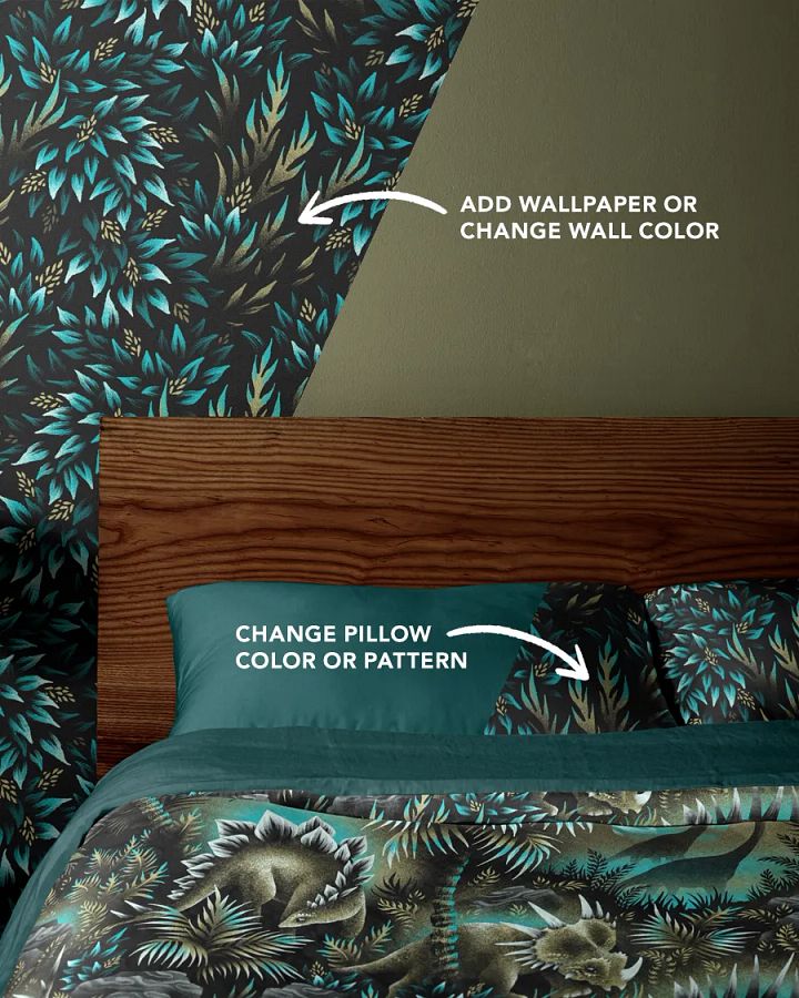 Wallpaper & Bedding Mockup with Wooden Headboard product image (2)