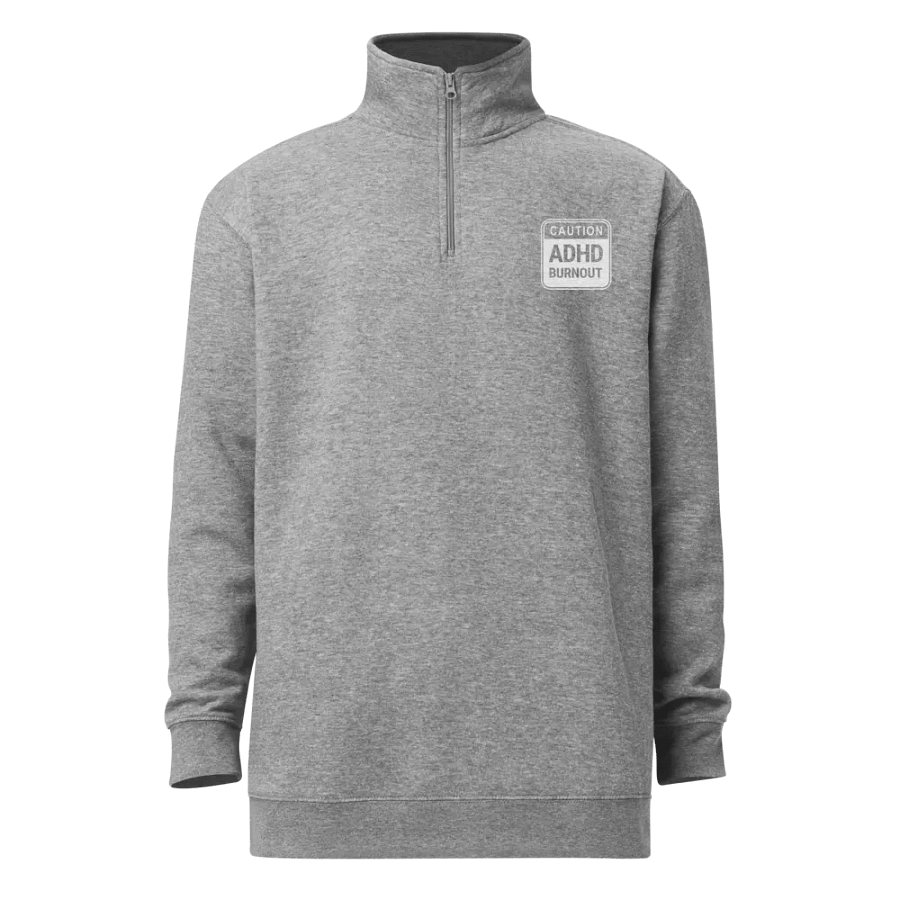 CAUTION: ADHD BURNOUT (white outline) embroidered quarter zip product image (10)