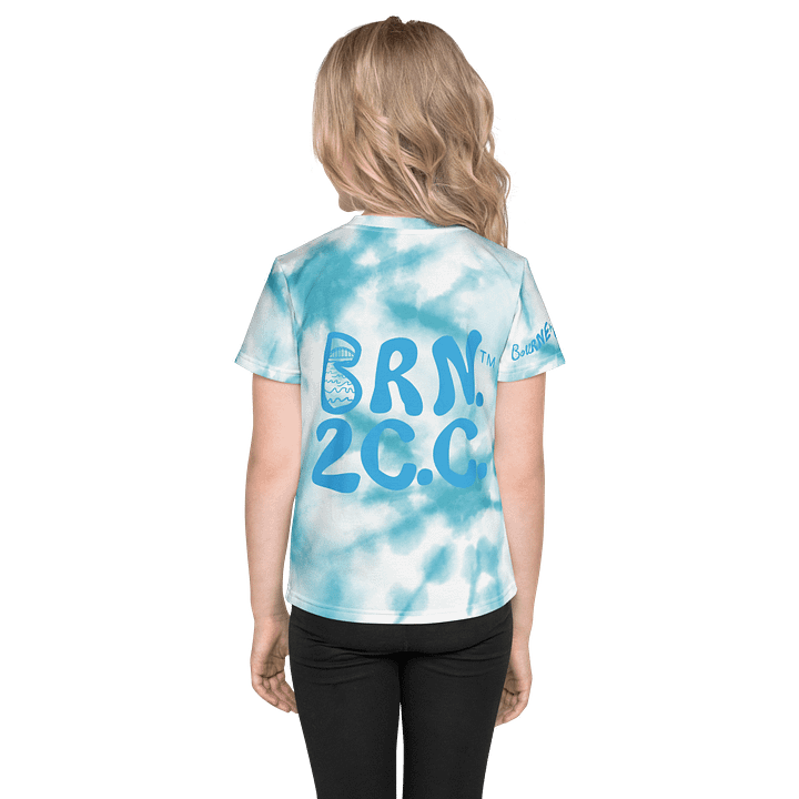 Girls' | Little Kids T-Shirt | BOURNE to Cape Cod™ | Vibrant Coastal Tee for Kids | Blue Logo on Blue Tie-Dye product image (2)