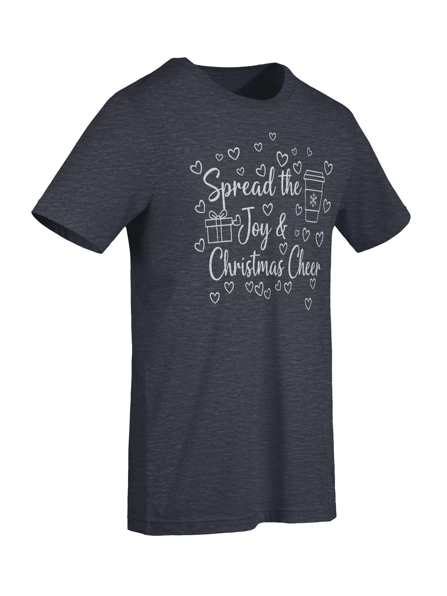 Spread the Joy & Christmas Cheer T-Shirt – Cute Holiday Coffee Hearts Gift Tee product image (36)