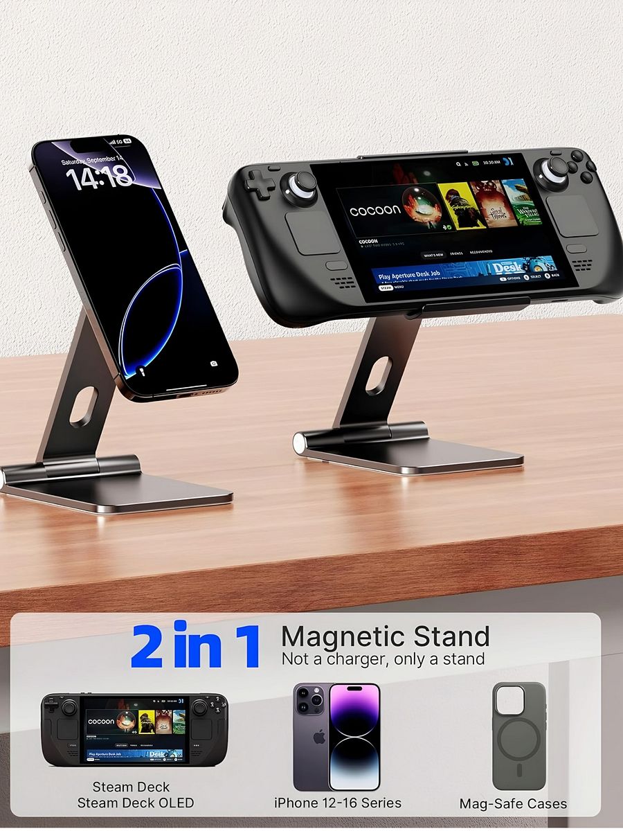 Antank Foldable Magnetic Stand Compatible with Steam Deck & Mag-Safe, Portable iPhone Stand Holder for Desk Phone Stand for Steam Deck product image (4)